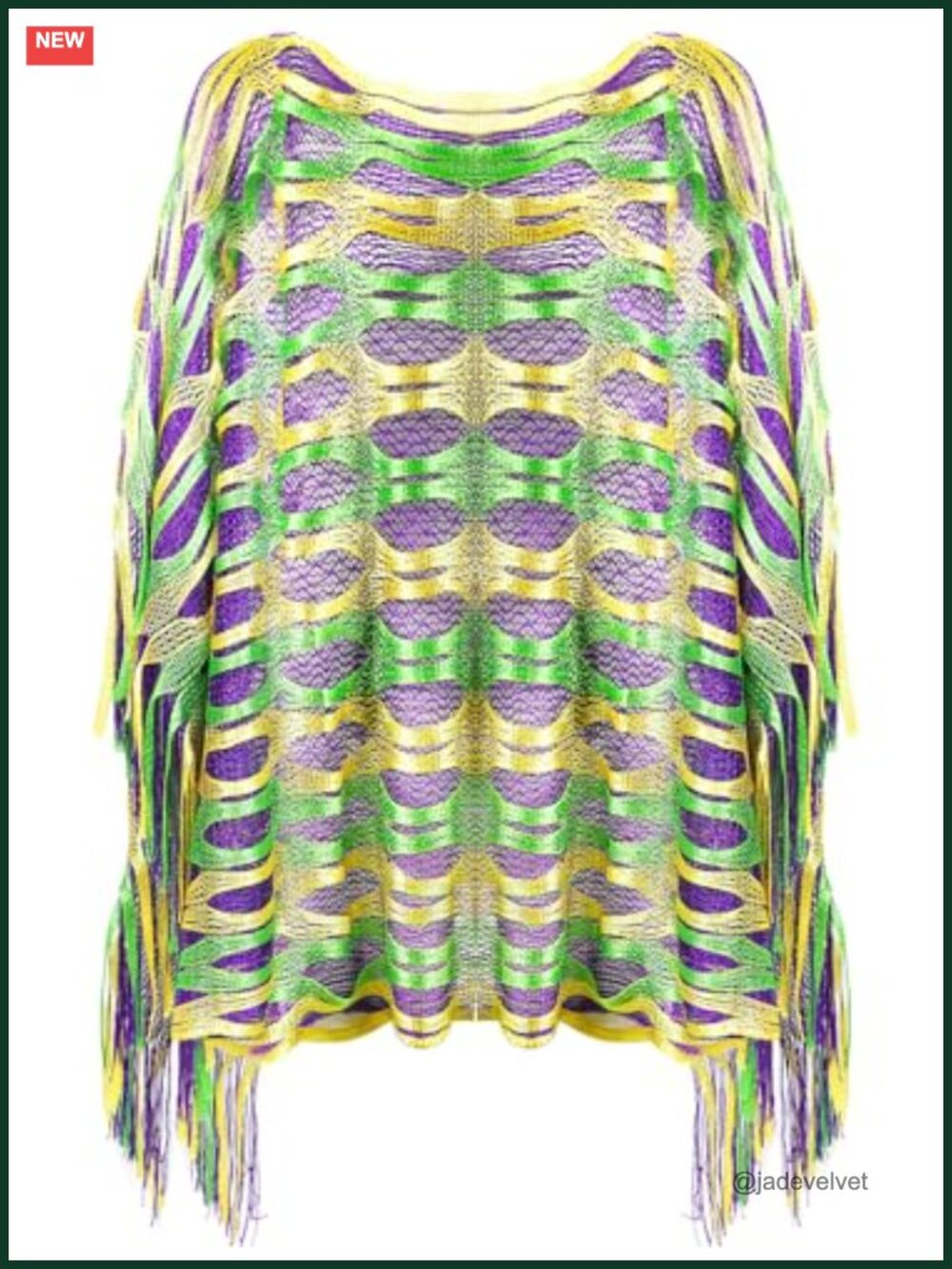 Mardi Gras Shawl Scarf Mesh Blend Tassel Sequins Poncho Costume Accessory